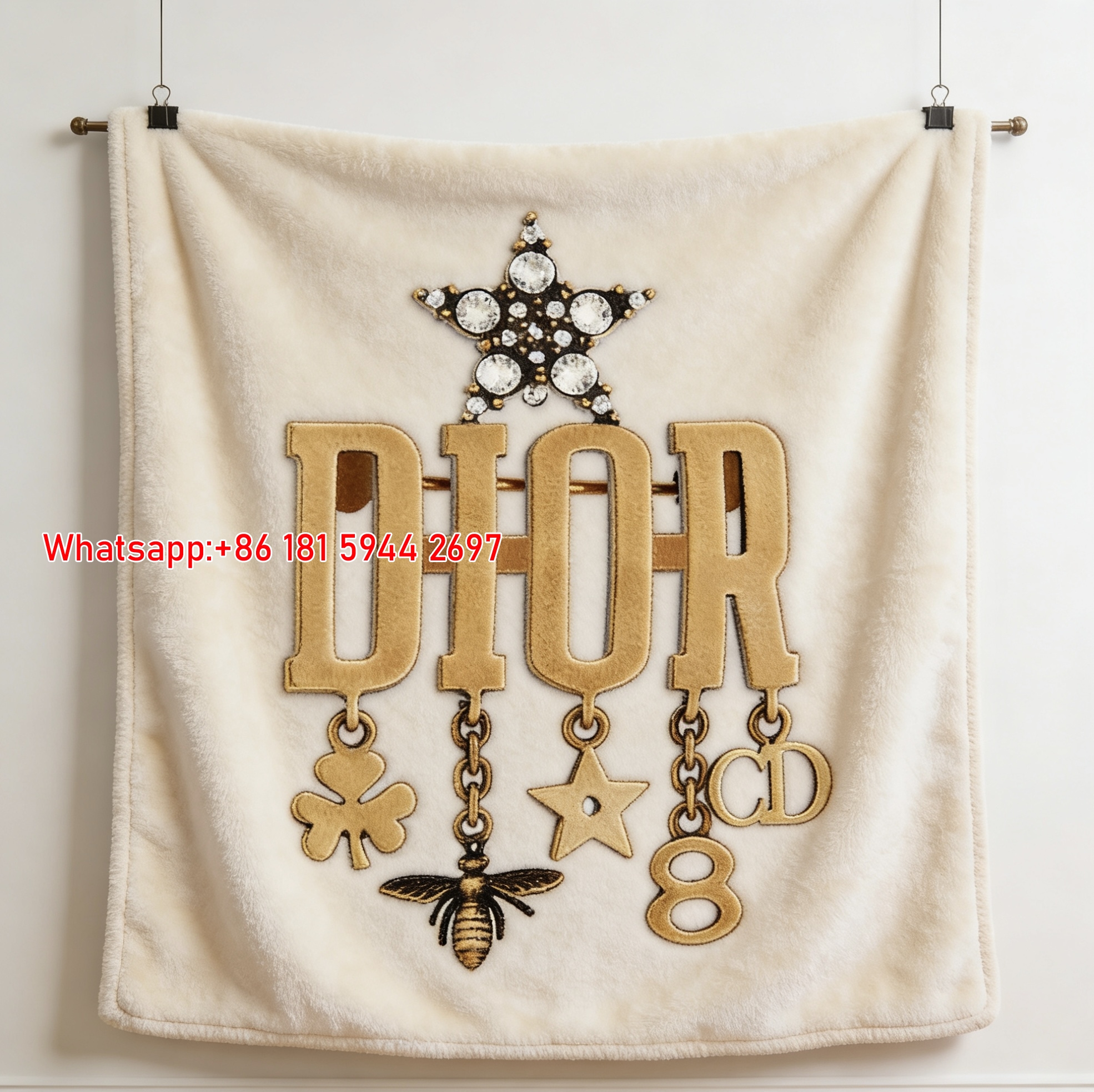 Dior Vintage Star Charm Brooch Flannel Sofa Throw Blanket D345
